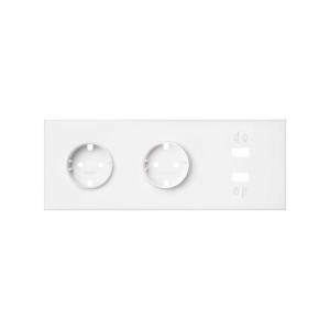 Simon 100 Белый матовый Кит 3 поста, фронт. Накладка на 2 розетки Schuko + 2 з/у USB SC