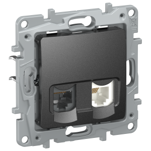 IEKETIKA Розетка двойная RJ11+RJ45 кат.5E UTP 6726521 антрацит IEK