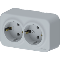 Arvia Electric, Aria, Розетка с заземлением двойная, IP-20 (серый)