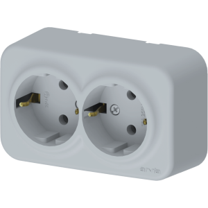 Arvia Electric, Aria, Розетка с заземлением двойная, IP-20 (серый)