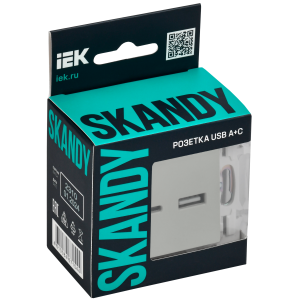 SKANDY Розетка USB A+C 3,1А SK-R14B бежевый IEK