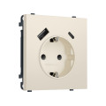 MS330010 Комплект механизма электрической розетки SIGMA Бежевый матовый 2USB AC 20W быст. зар. сз сш 16A-250V QUANT PRO SP3300, PR160