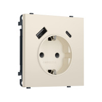 MS330010 Комплект механизма электрической розетки SIGMA Бежевый матовый 2USB AC 20W быст. зар. сз сш 16A-250V QUANT PRO SP3300, PR160