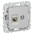 FLITE Розетка 2-местная RJ45/TV категория 5Е STP РКТВ5е-2-1-ФлА алюминий IEK