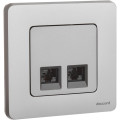 INSPIRIA Розетка компьютерная двойная RJ45 категория 5Е UTP алюминий
