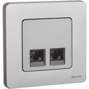 INSPIRIA Розетка компьютерная двойная RJ45 категория 5Е UTP алюминий
