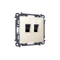 MA312110 Комплект механизма компьютерной двойной розетки RJ-45 с автоматической защитной шторкой ALFA Бежевый глянец QUANT (AP3121, VM189) AMBRELLA VOLT