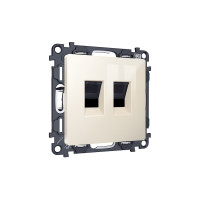 MA312110 Комплект механизма компьютерной двойной розетки RJ-45 с автоматической защитной шторкой ALFA Бежевый глянец QUANT (AP3121, VM189) AMBRELLA VOLT