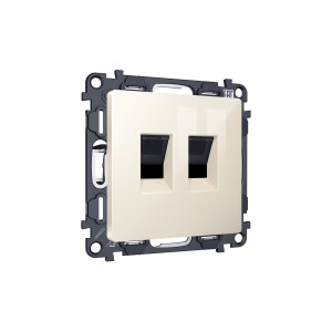 MA312110 Комплект механизма компьютерной двойной розетки RJ-45 с автоматической защитной шторкой ALFA Бежевый глянец QUANT (AP3121, VM189) AMBRELLA VOLT