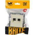 BRITE Розетка компьютерная двойная RJ45 кат.6 РК11-2-БрКр бежевый IEK