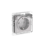 ATLASDESIGN AQUA РОЗЕТКА с зазем. со шт. с прозрач. крыш,16А,IP44, мех., быстрозажим. клем.,АЛЮМИНИЙ ATN440346S