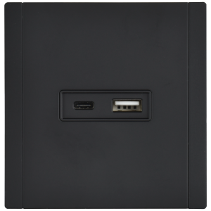 FORTE&PIANO Розетка USB A+C 18Вт FP151M металл черный IEK