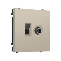MS352510 Комплект механизма розетки компьютерной + TV оконечной SIGMA Кашемир RJ-45 (8P8C) CAT6/50-870MHz 1dB с/ш QUANT PRO (SP3525, PR195)