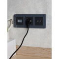 BRITE Розетка 1-местная с заземлением с защитными шторками 16А с USB AC 18Вт РЮш11-1-БрГ графит IEK