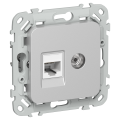 FLITE Розетка 2-местная RJ45/TV категория 5Е UTP РКТВ5е-2-0-ФлА алюминий IEK