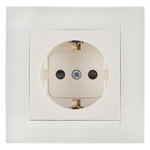 Розетка 1-м СП Simon 15 16А IP20 250В с заземл. винтов. клеммы механизм сл. кость Simon 1591432-031