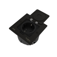 MultiDesk Лючок с розет.2К+З, 16А/250В, IP44 с коробкой д/стены,фальшпола,стола ЧЁРНЫЙ матовый MDK21 MDK21102MBA