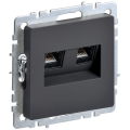 BRITE Розетка компьютерная двойная RJ45 кат.6 РК11-2-БрГ графит IEK