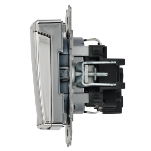 BRITE Розетка 1-местная с заземлением с защитными шторками и крышкой 16А IP20 РСбш10-3-БрГН металл хромникель IEK