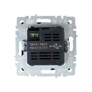BRITE Розетка USB A+C 18Вт РЮ11-1-БрГ графит IEK