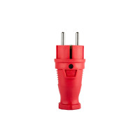 Вилка прямая каучук 2P+PE 250V 16А IP44 красная DYNEL