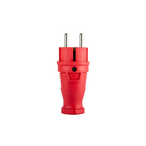 Вилка прямая каучук 2P+PE 250V 16А IP44 красная DYNEL