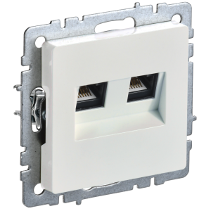 BRITE Розетка компьютерная двойная RJ45 кат.6 РК11-2-БрЖ жемчуг IEK