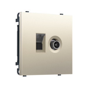 MS552510 Комплект механизма розетки компьютерной + TV оконечной SIGMA Шёлк RJ-45 (8P8C) CAT6/50-870MHz 1dB с/ш QUANT PRO (SP5525, PR195)