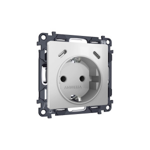 MA410510 Комплект механизма электрической розетки 2USB СC 20W сз на винтовых зажимах 16A-250V ALFA Серебро глянец QUANT AP4105, VM165 AMBRELLA VOLT