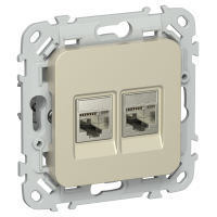 FLITE Розетка 2-местная RJ45/RJ11 категория 5Е/3 STP РКТ5е/3-2-1-ФлШ шампань IEK
