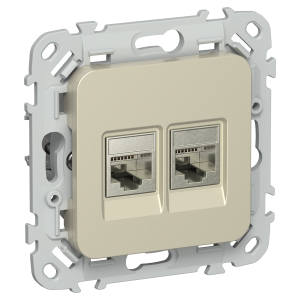 FLITE Розетка 2-местная RJ45/RJ11 категория 5Е/3 STP РКТ5е/3-2-1-ФлШ шампань IEK