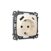 MO310010 Комплект механизма электрической розетки OMEGA Бежевый глянец 2USB AC 20W быстрая зарядка сз QUANT OP3100, VM160 AMBRELLA VOLT