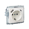 BRITE Розетка 1-местная с заземлением с защитными шторками 16А с USB AC 18Вт РЮш11-1-БрЖ жемчуг IEK