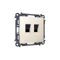 MA332110 Комплект механизма компьютерной двойной розетки RJ-45 с автоматической защитной шторкой ALFA Бежевый матовый QUANT AP3321, VM189 AMBRELLA VOLT