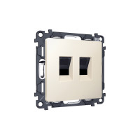 MA332110 Комплект механизма компьютерной двойной розетки RJ-45 с автоматической защитной шторкой ALFA Бежевый матовый QUANT AP3321, VM189 AMBRELLA VOLT