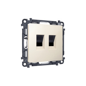 MA332110 Комплект механизма компьютерной двойной розетки RJ-45 с автоматической защитной шторкой ALFA Бежевый матовый QUANT AP3321, VM189 AMBRELLA VOLT