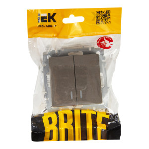 BRITE Выключатель 2-клавишный с индикацией 10А ВС10-2-1-БрС сталь IEK