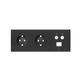 Simon 100 Черный матовый Кит 3 поста, фронт. Накладка на 2 розетки Schuko + 1 розетку TV + 1 розетку RJ45