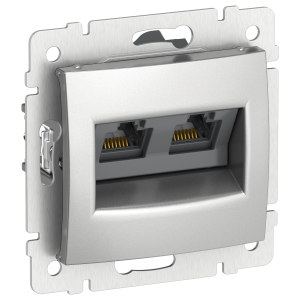 IEKVALENA Розетка компьютерная двойная RJ45 категория 5Е UTP 6902311 алюминий IEK