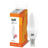 Лампа светодиодная C35 9Вт свеча 3000К E14 230В IEK LLE-C35-9-230-30-E14