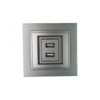 Розетка двойная USB-зарядка механизм Mono Electric Despina/ Larissa антрацит 500-002405-178