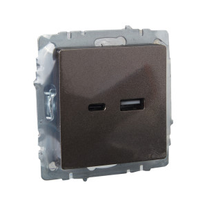 BRITE Розетка USB A+C 18Вт РЮ11-1-БрТБ темная бронза IEK