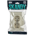 SKANDY Розетка 2-местная с заземлением без защитных шторок 16А в сборе SK-R08B бежевый IEK