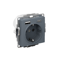 ATLASDESIGN РОЗЕТКА 16А c 2 USB A+C, 5В/2,4А/3,0А, 2х5В/1,5А, механизм, ГРИФЕЛЬ ATN000732