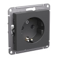 ATLASDESIGN РОЗЕТКА с заземлением со шторками, 16А, механизм, БАЗАЛЬТ ATN001445