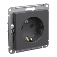 ATLASDESIGN РОЗЕТКА с заземлением со шторками, 16А, механизм, БАЗАЛЬТ ATN001445