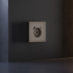Накладка для розетки с заземлением и защитными шторками, с USB AC, S70 капучино