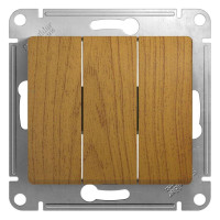 GLOSSA 3-клавишный ВЫКЛЮЧАТЕЛЬ, сх.1+1+1, 10АХ, механизм, ДУБ GSL000531