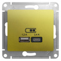 Розетка 2xUSB Schneider Electric GLOSSA, скрытый монтаж, фисташковый, GSL001039