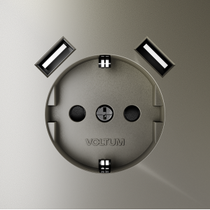 Розетка встраиваемая VOLTUM S70 с заземлением и защитными шторками, 16А, с USB, A+A, (шелк)
